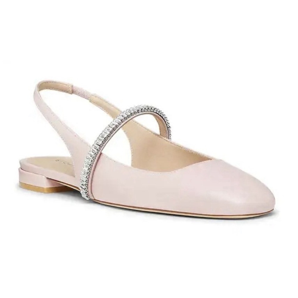 Stuart Weitzman Stefanie Slingback Flats Ballet Size 7 Pink Rhinestone